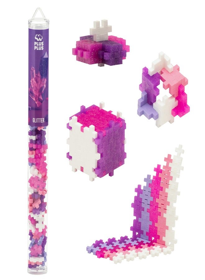 Plus-Plus PLUS PLUS 70 Piece Interlocking Building Blocks for Kids, Open Ended Connecting Toys, Stem Bin Classroom Mini Manipulatives - Glitter Mix Play Tube - Image 1